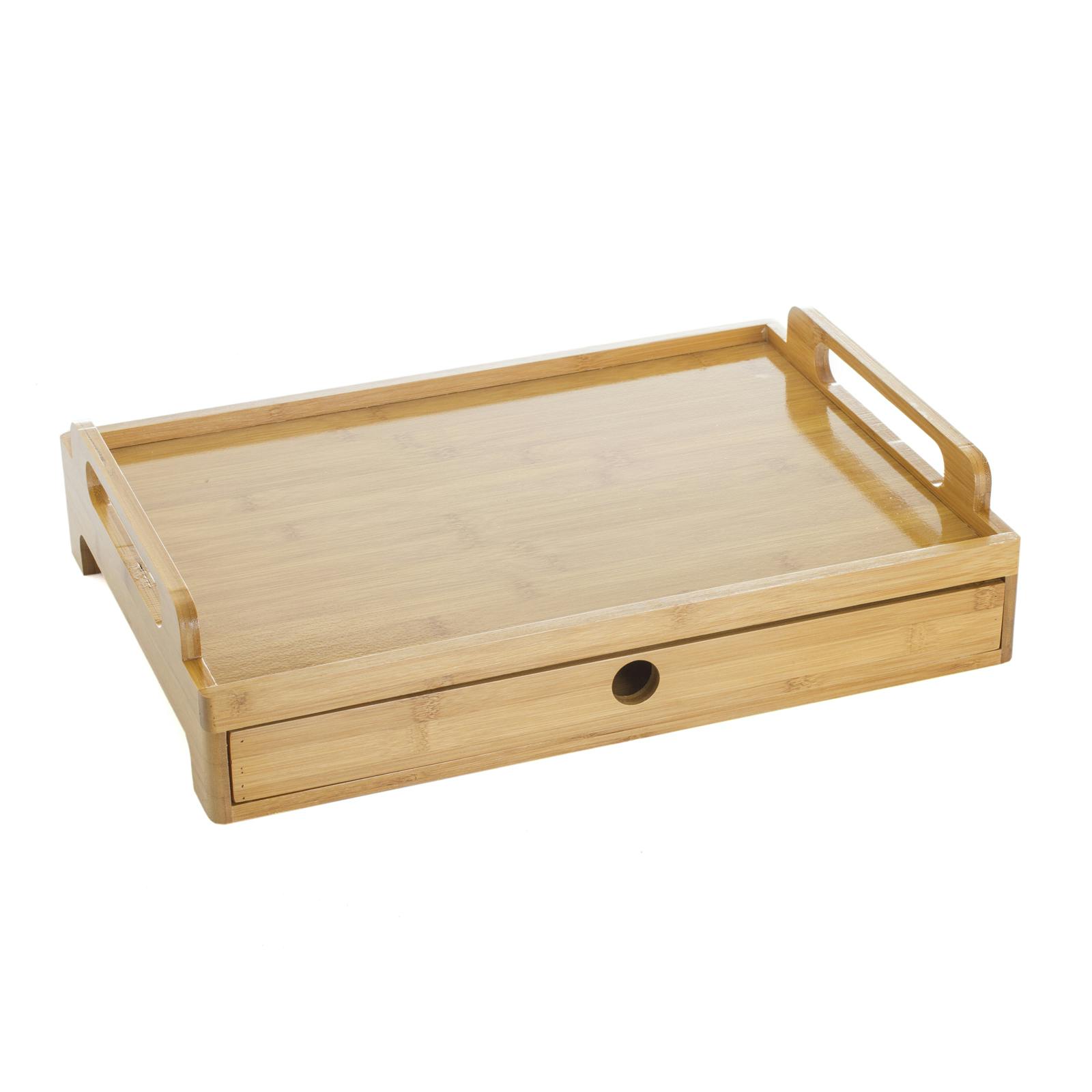 Plateau rectangle à tiroir en bambou 43x31cm