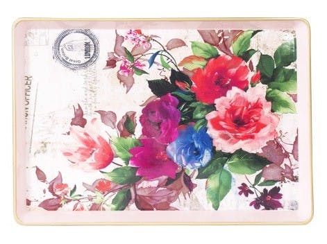 Plateau rectangle Botanic décor Roses 31x21cm