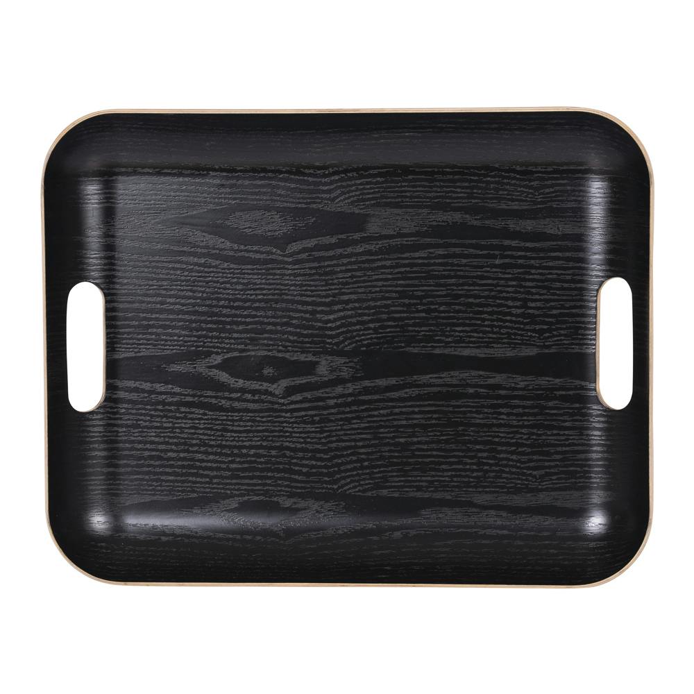 Plateau rectangle noir à poignées