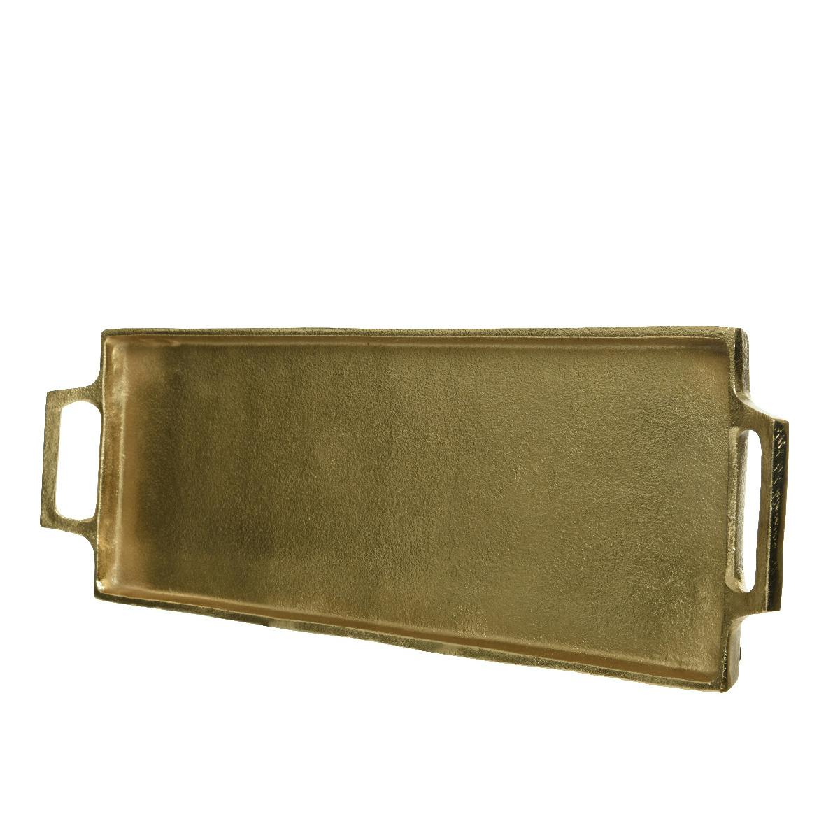 Plateau rectangulaire doré avec poignées  43,5x14 cm