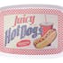 Plateau rétro vintage "Juicy Hot Dogs" mélamine avec poignées 40x26x2,5cm
