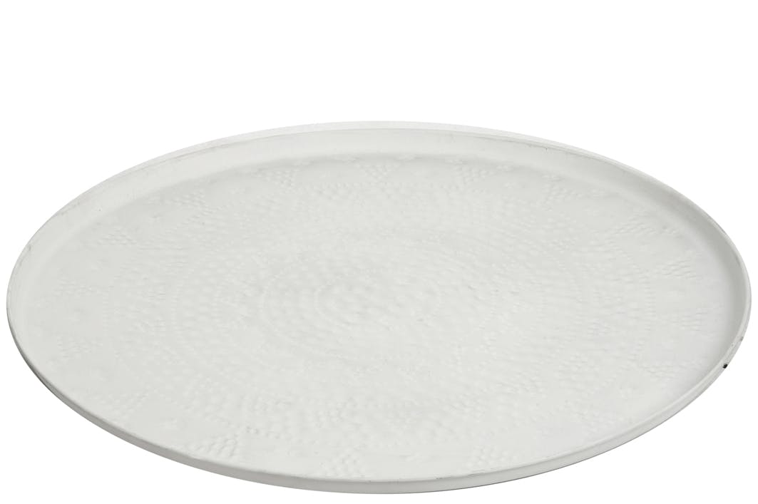Plateau rond en métal, motif azteque, D80cm