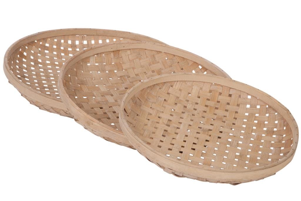 Plateau rond tressé bambou naturel Moyen modèle D.43cm