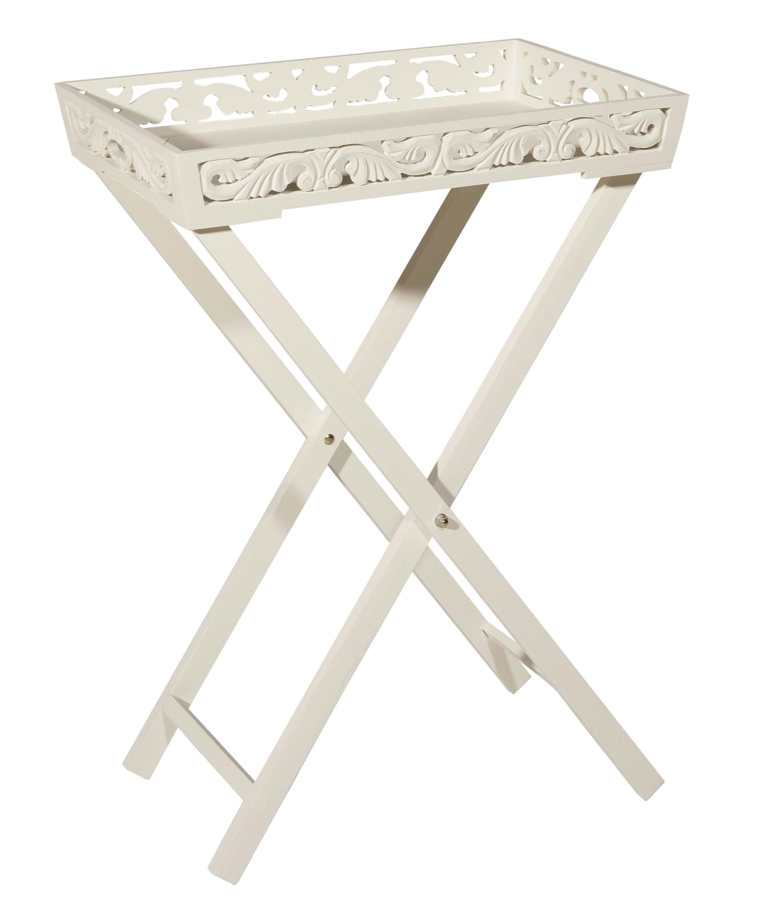 Plateau / Sellette pliante Bord de mer LISE L 52 X P 38 X H 76 Blanc