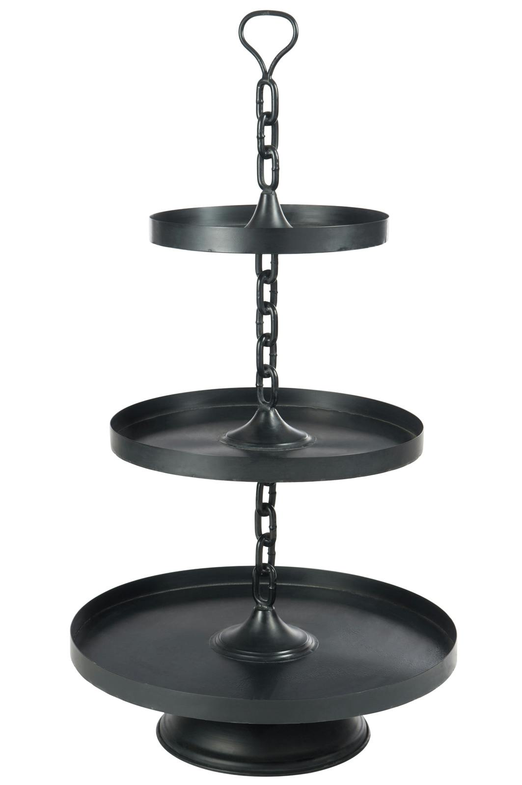 Plateau serviteur 3 niveaux 94cm, métal noir