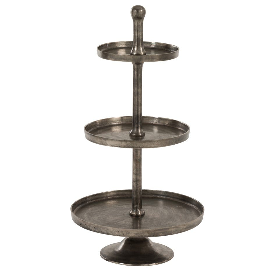 Plateau serviteur 3 niveaux alu antique 50x50x110 cm ref.30022963