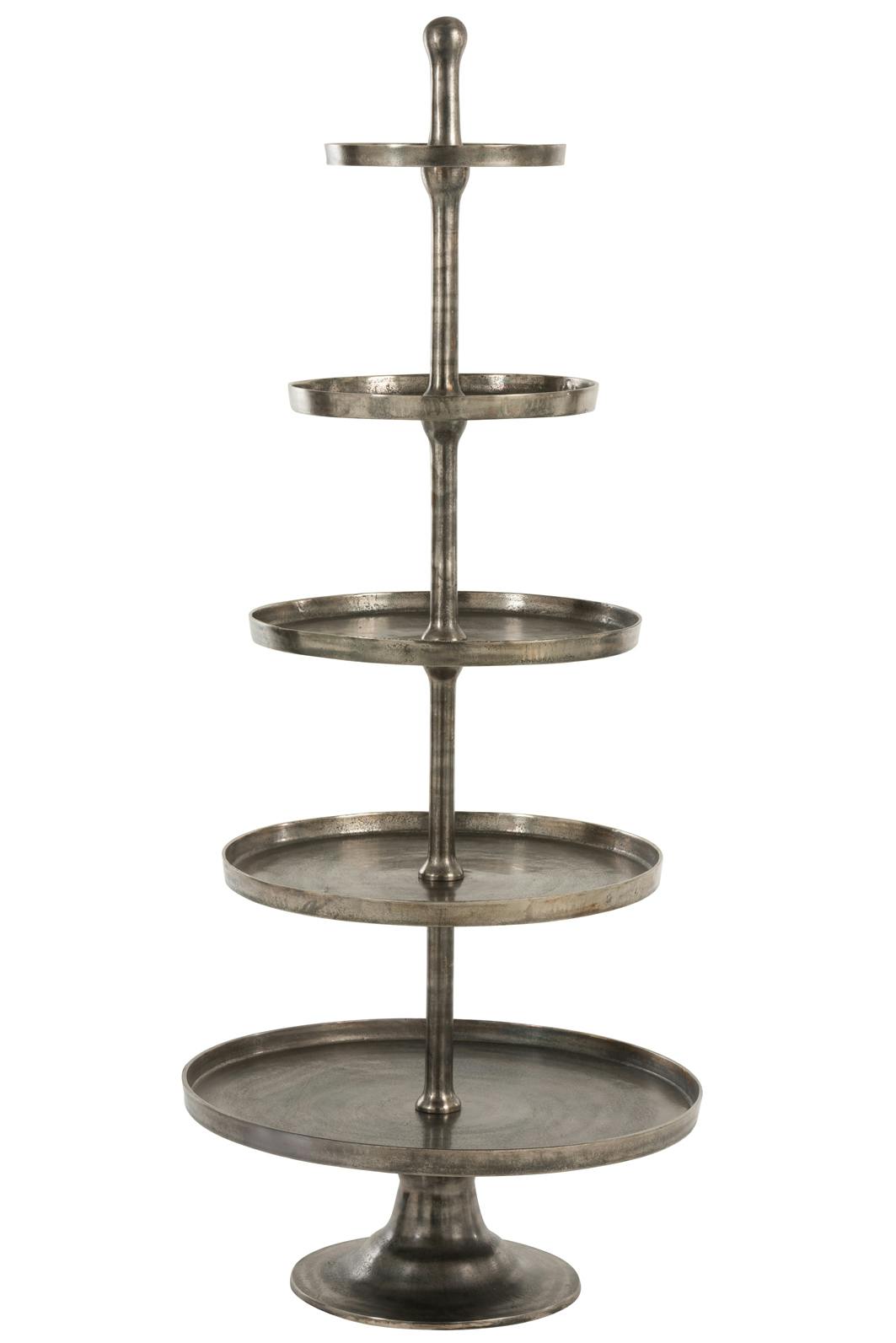 Plateau serviteur 5 niveaux alu antique 67x67x167 cm ref.30022964