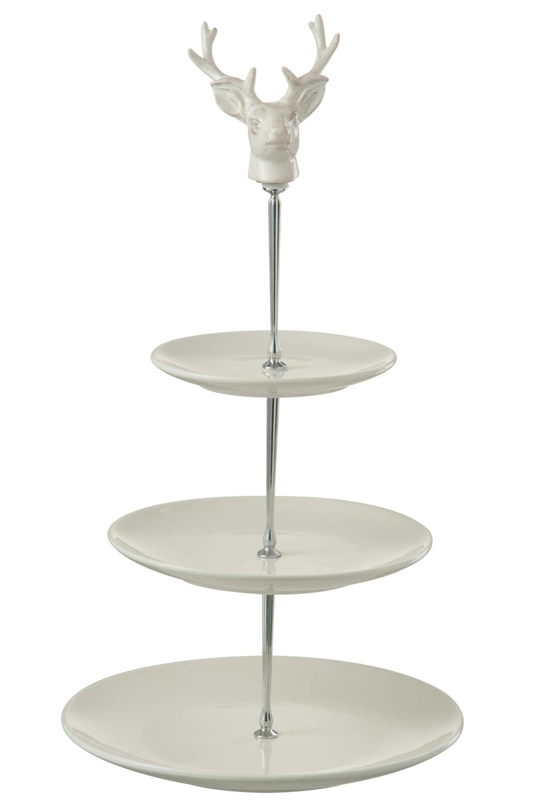 Plateau serviteur tête de cerf blanc en céramique H47cm