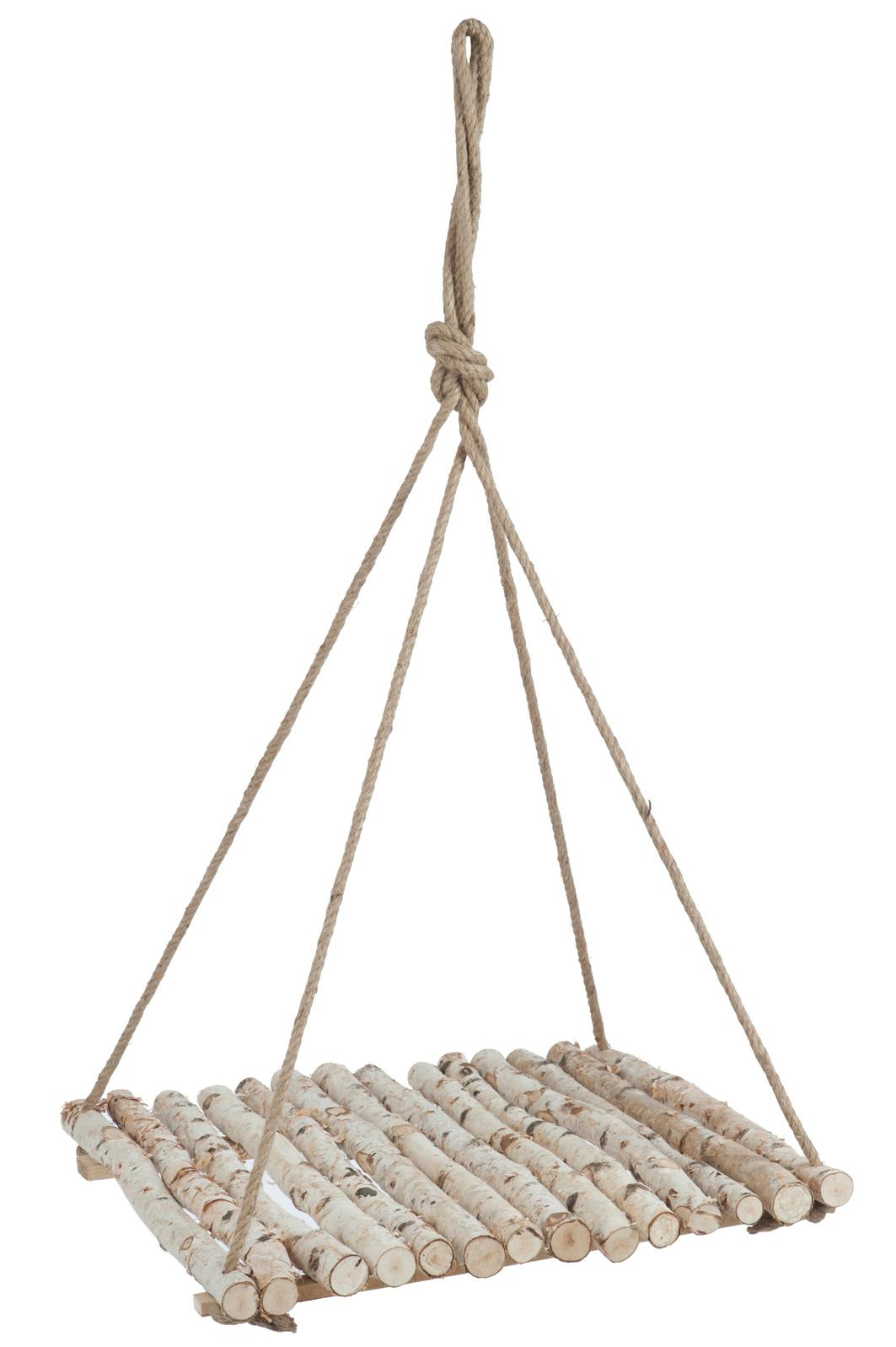 Plateau suspendu en bois et corde 60x60cm