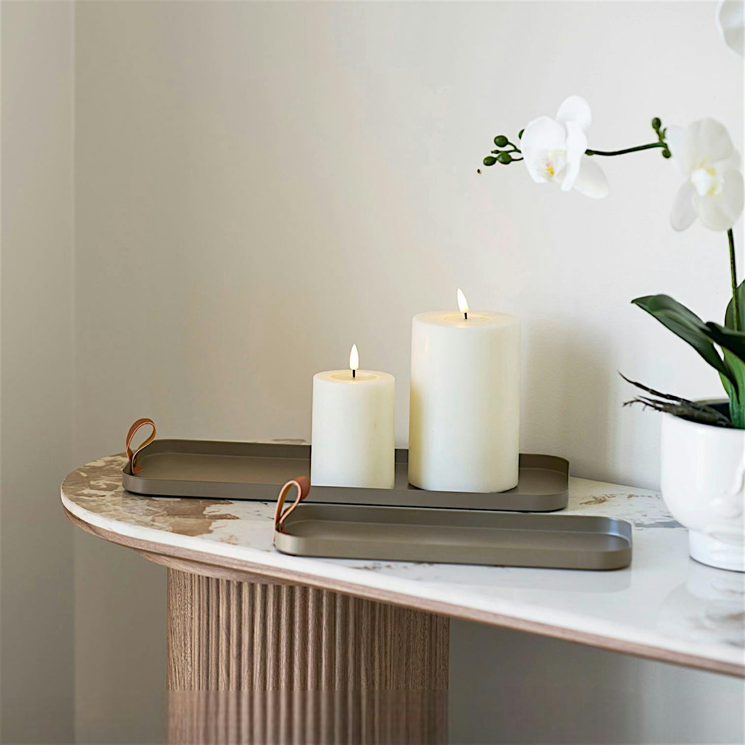 Plateau vide-poches décoratif en métal marron (lot de 2)