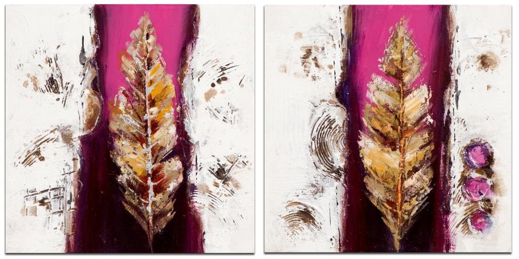 PLUME Minis peintures Animaux (x2) Rose Acrylique 25x25
