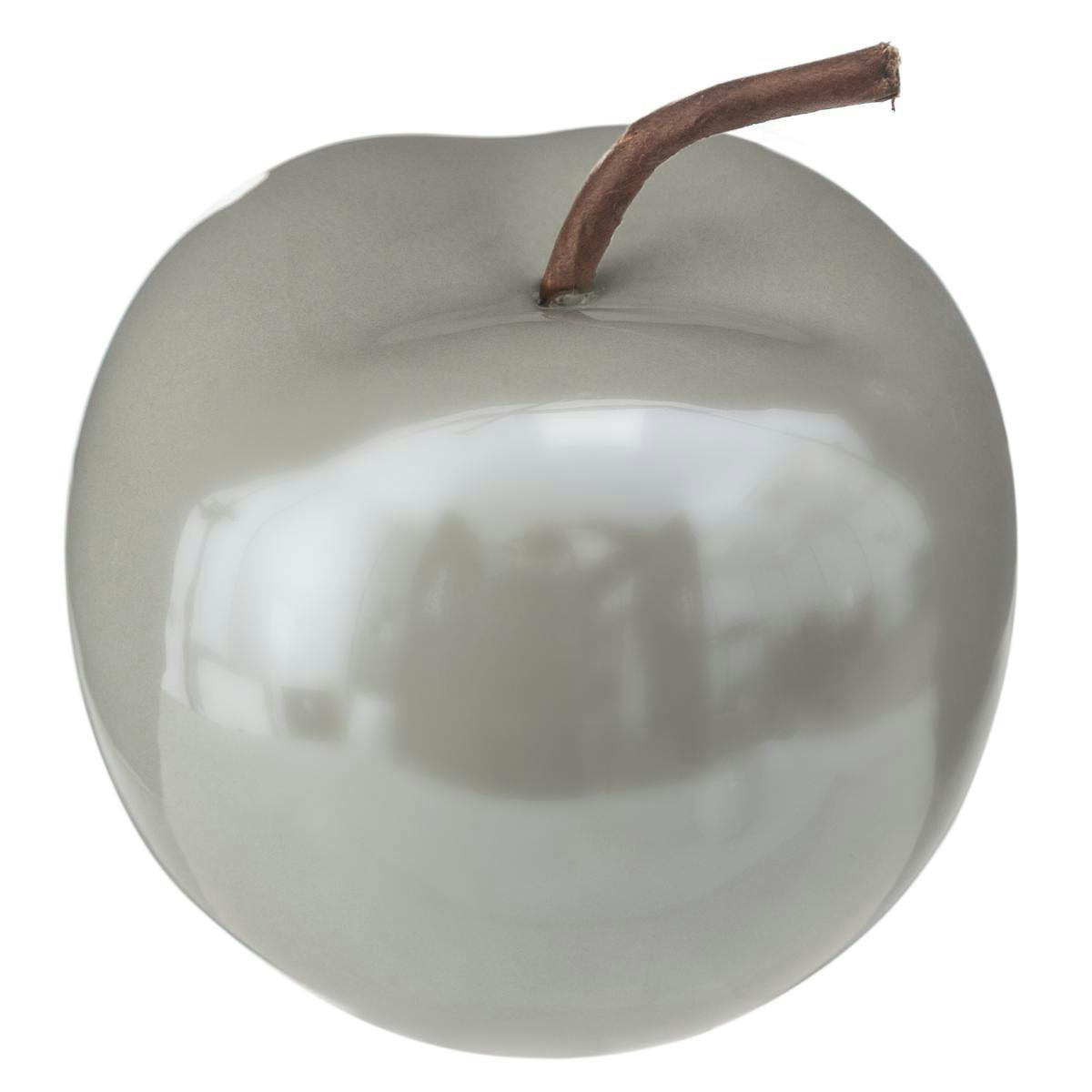 Pomme déco céramique grise H10cm