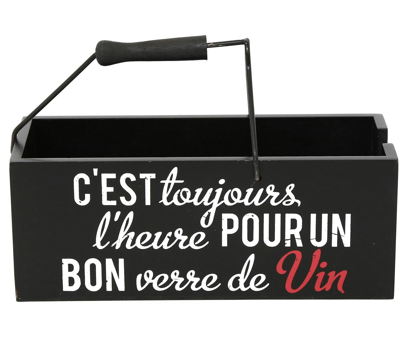 Porte bouteille slogan bois 24 cm