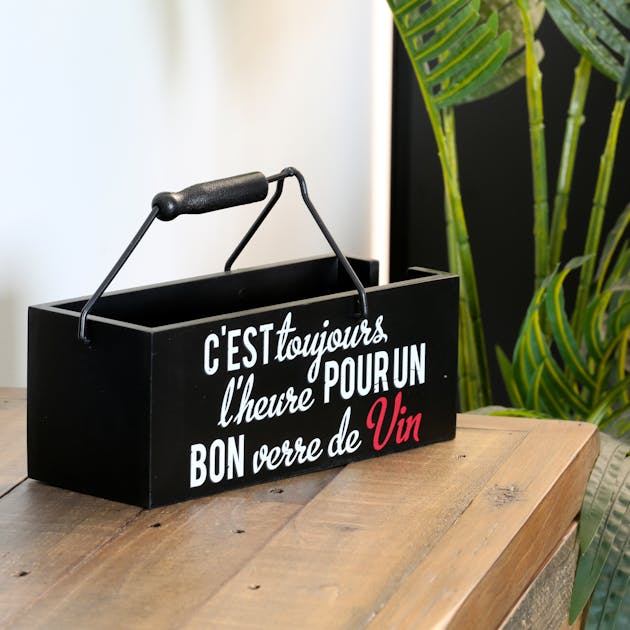 Porte bouteille slogan bois 24 cm | Apéritif | Pier Import