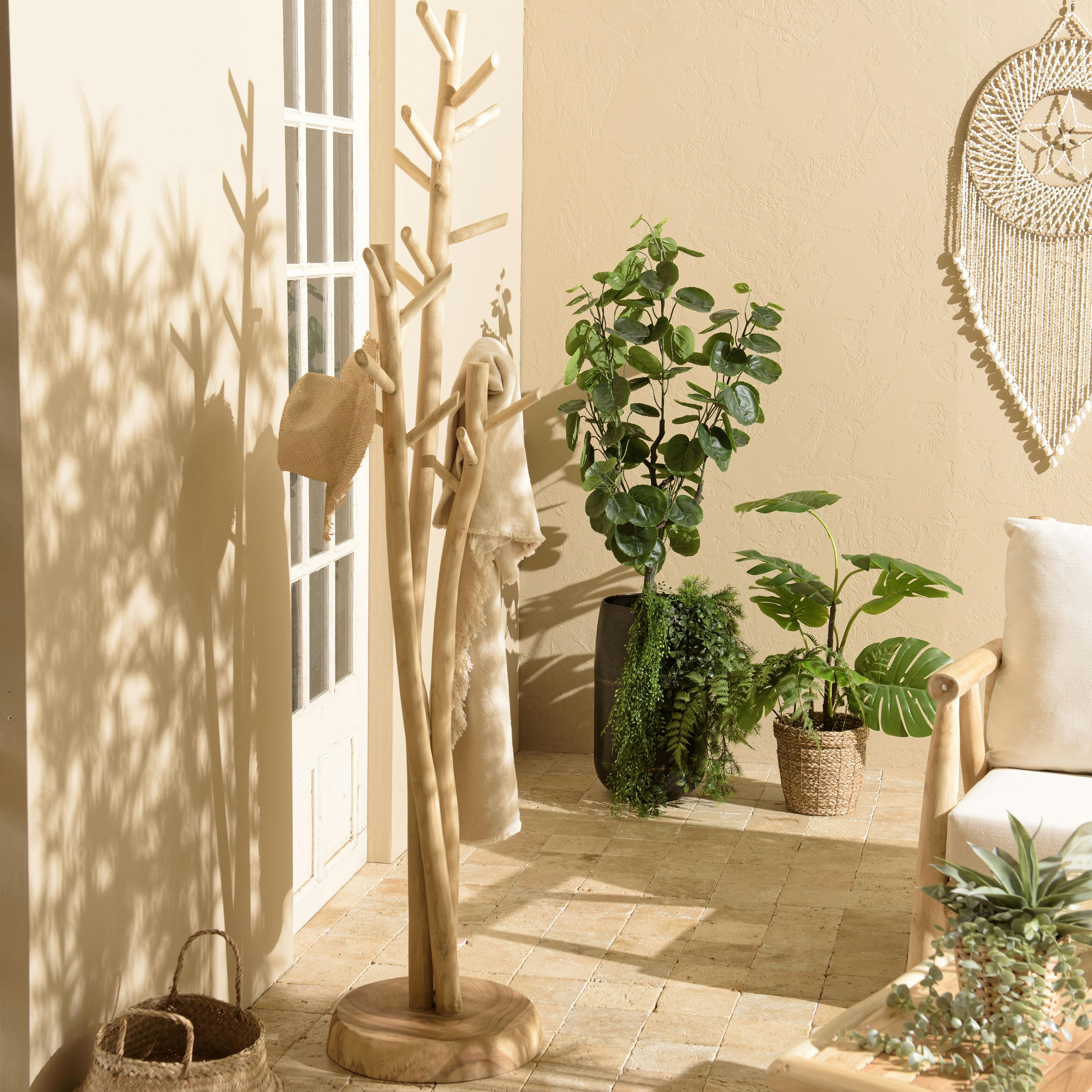 Porte-manteau design naturel 3 branches de teck MANAK