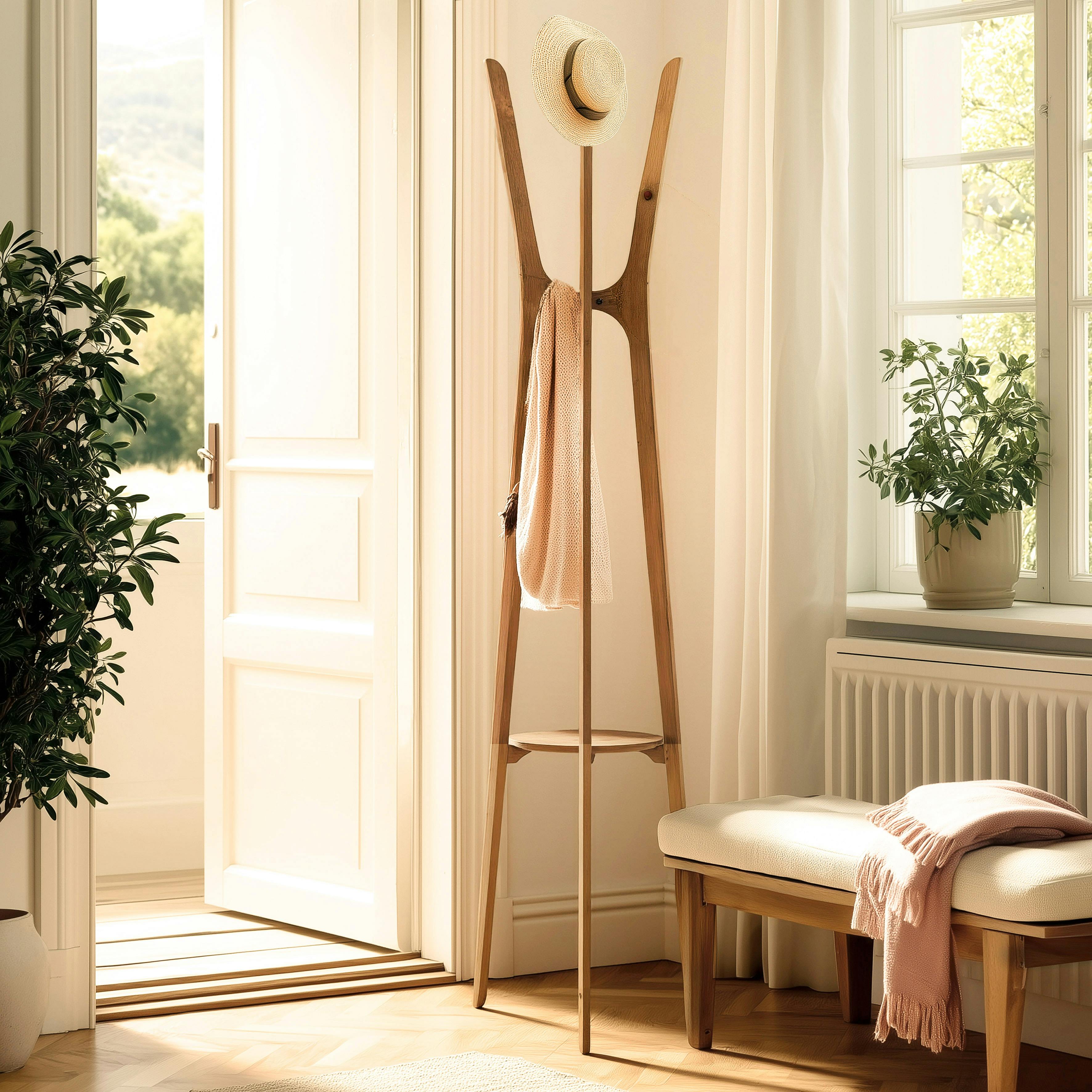 Porte-manteau en bois de teck recyclé SWING