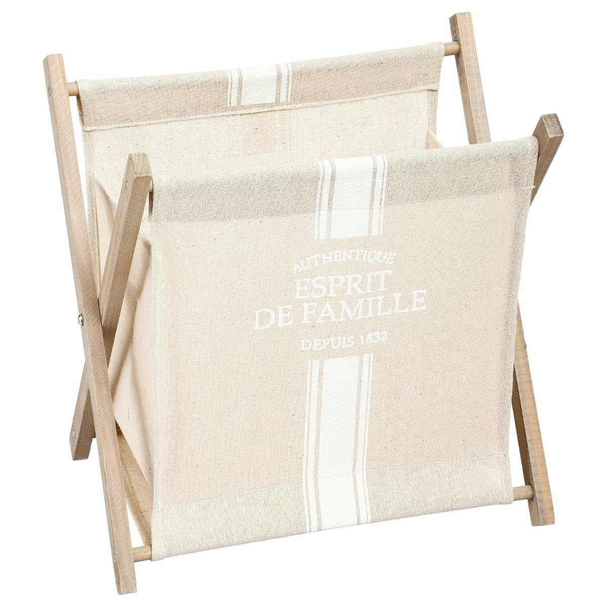 Porte-revues en toile de coton motifs blancs