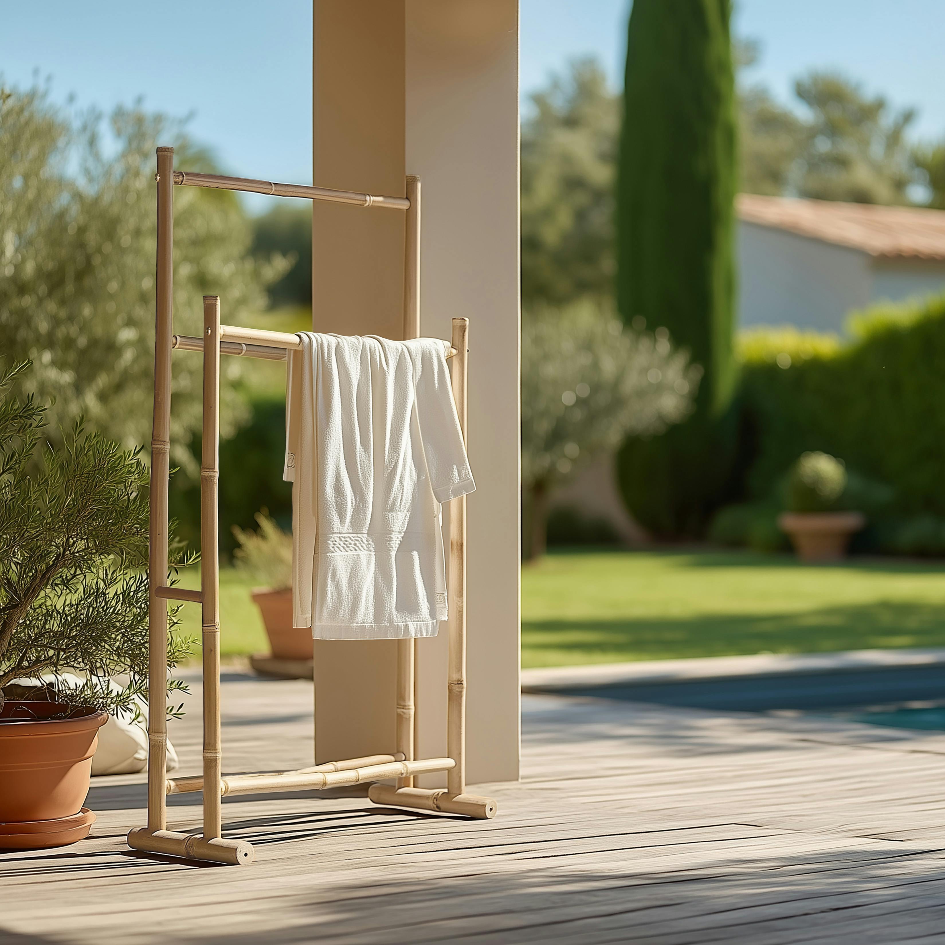 Porte-serviettes double portant en bambou CALVIA