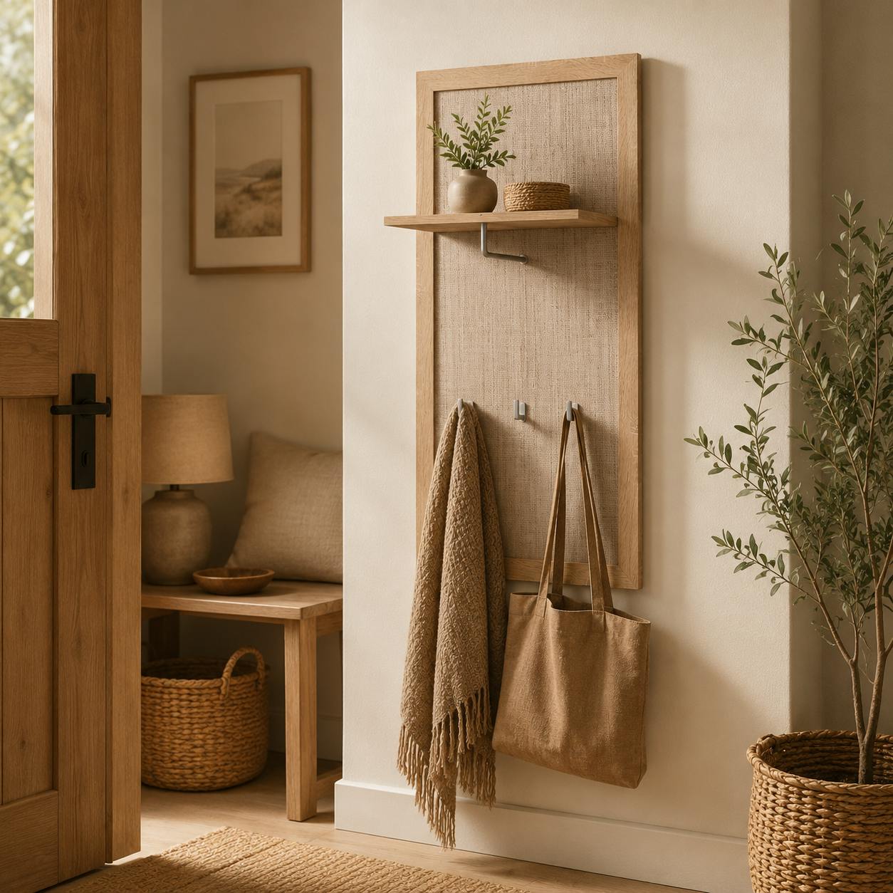 Portemanteau bohème 3 patères 1 étagère SONA