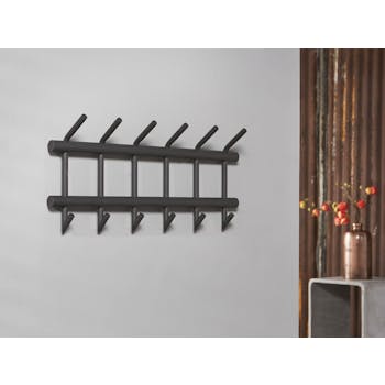 Portemanteau mural 6 double crochets acier laqué anthracite mat RALF