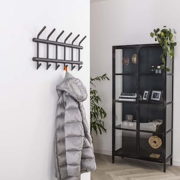 Portemanteau mural 6 double crochets acier laqué anthracite mat RALF