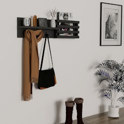 Portemanteau mural anthracite - 3 crochets, 80 cm SITIA