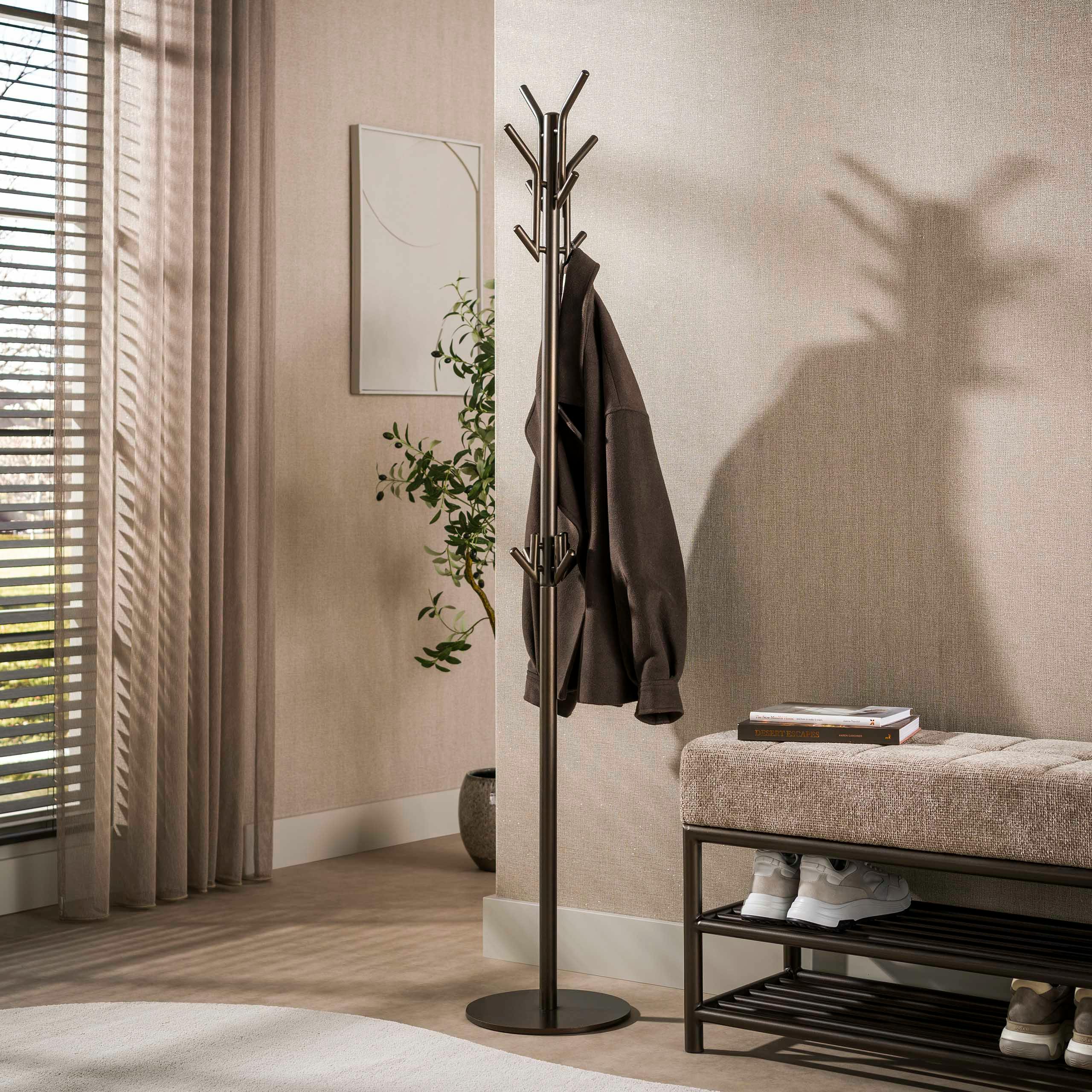 Portemanteau sur pied en métal bronze HELSINKI