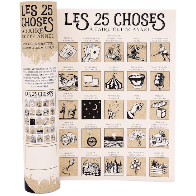 Poster à gratter les 100 choses 30 cm, Accessoires déco