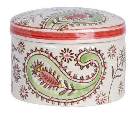 Pot avec couvercle Hippy céramique décor fleurs colorées D10xH9cm - Modèle B