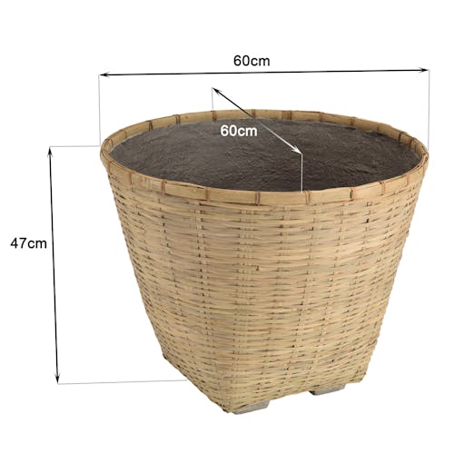 Pot de fleurs rond bambou et béton D60 cm HERCULE