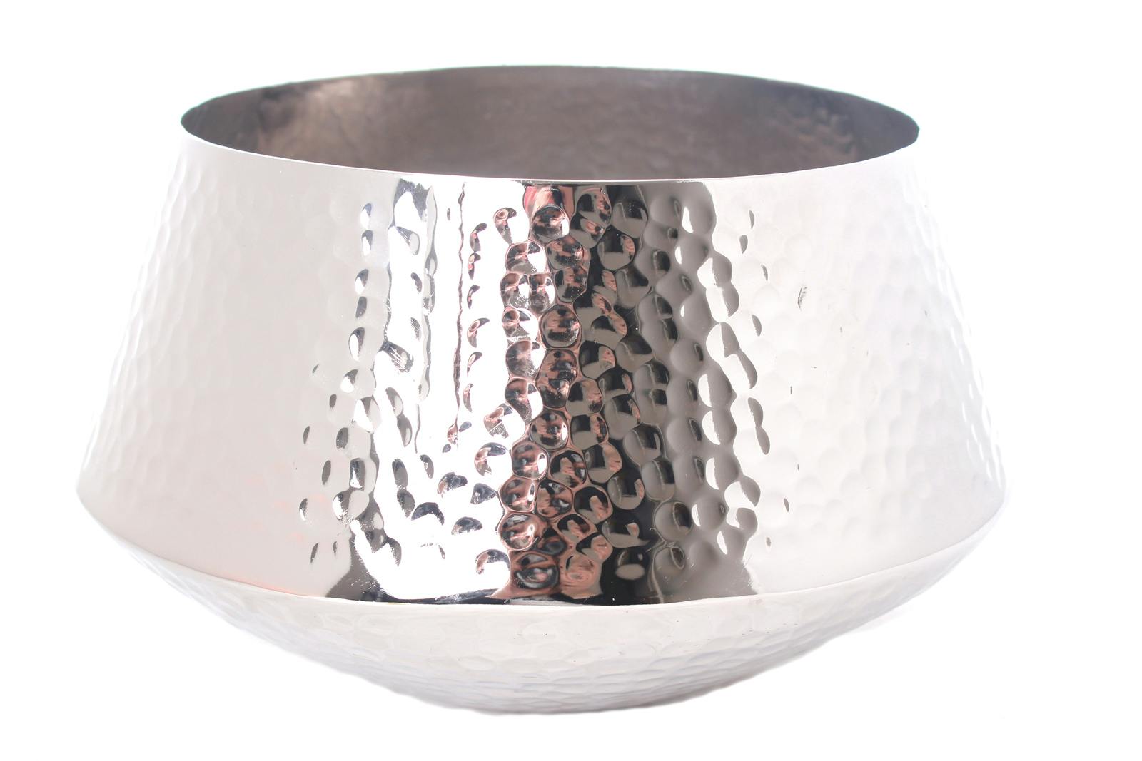 Pot H25,5cm en aluminium argenté martelé