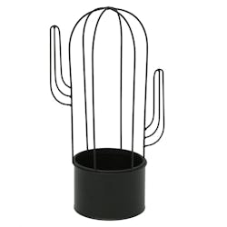 Pot / Jardinière Cactus en métal noir H19cm