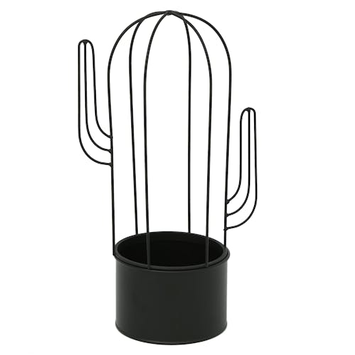 Pot / Jardinière Cactus en métal noir H19cm