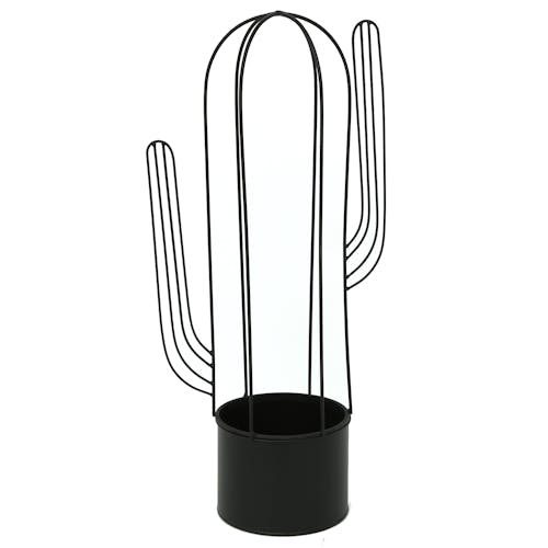 Pot / Jardinière Cactus en métal noir H26cm