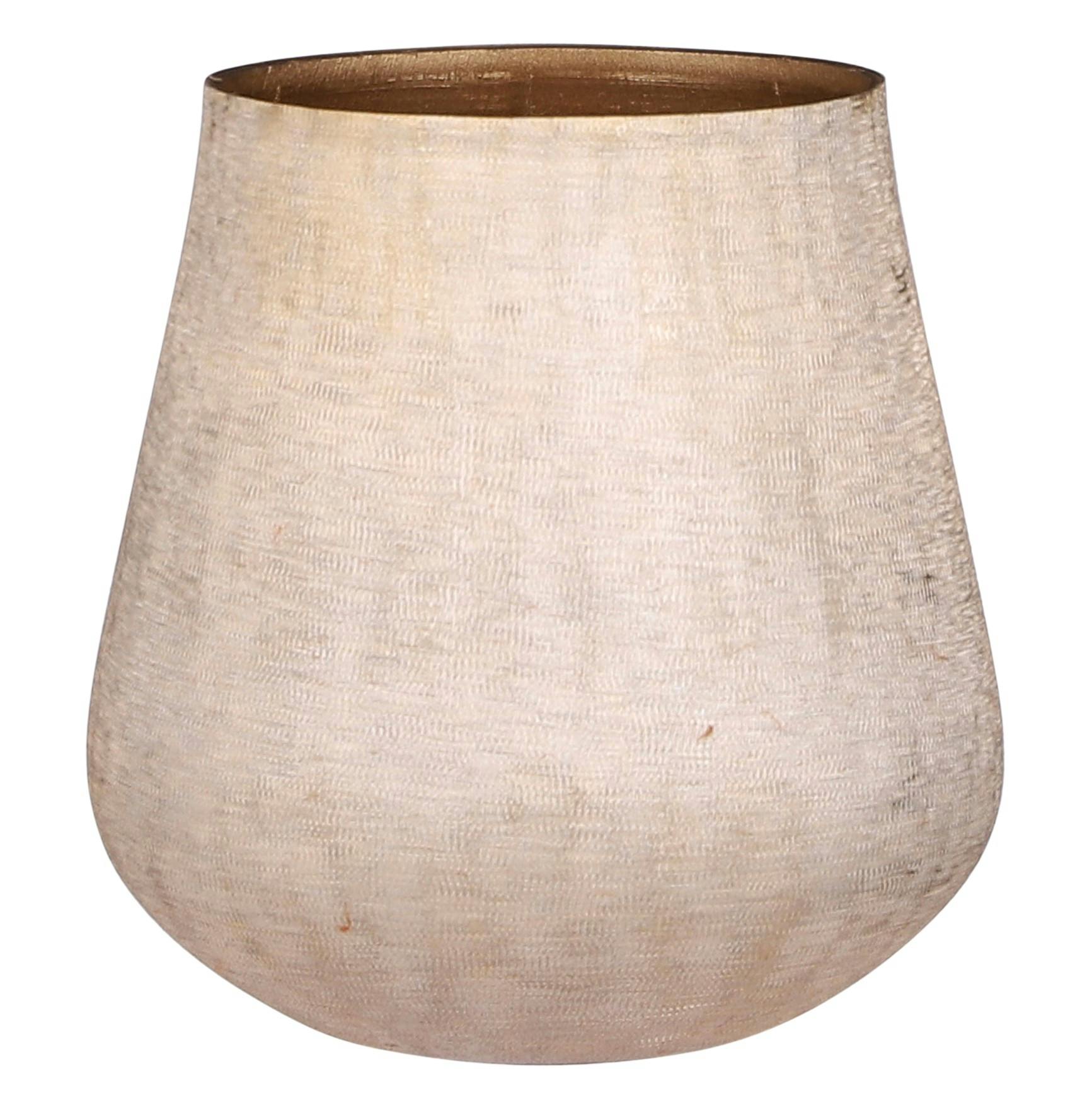Pot rond couleur beige H 16 cm