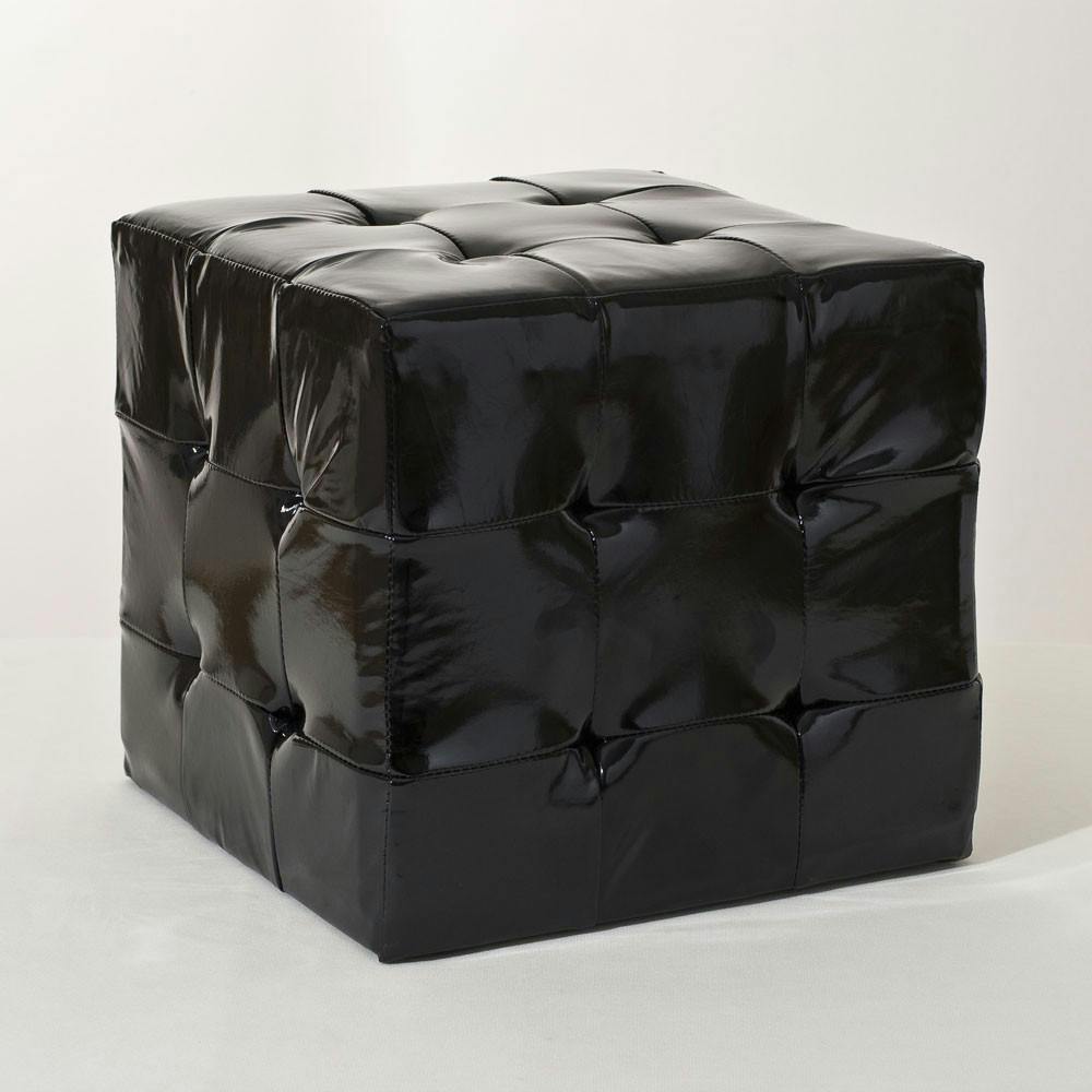 Pouf 35cm PU noir BRITISH
