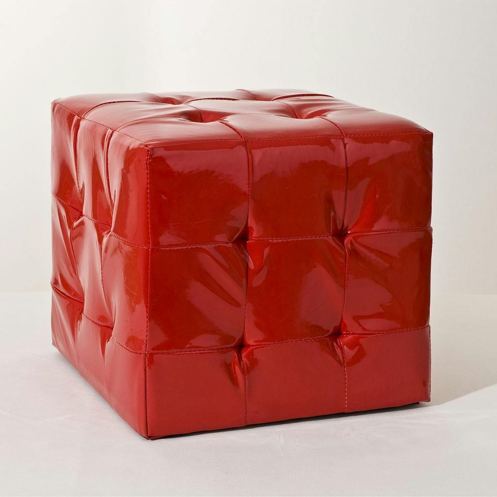Pouf 35cm PU rouge BRITISH