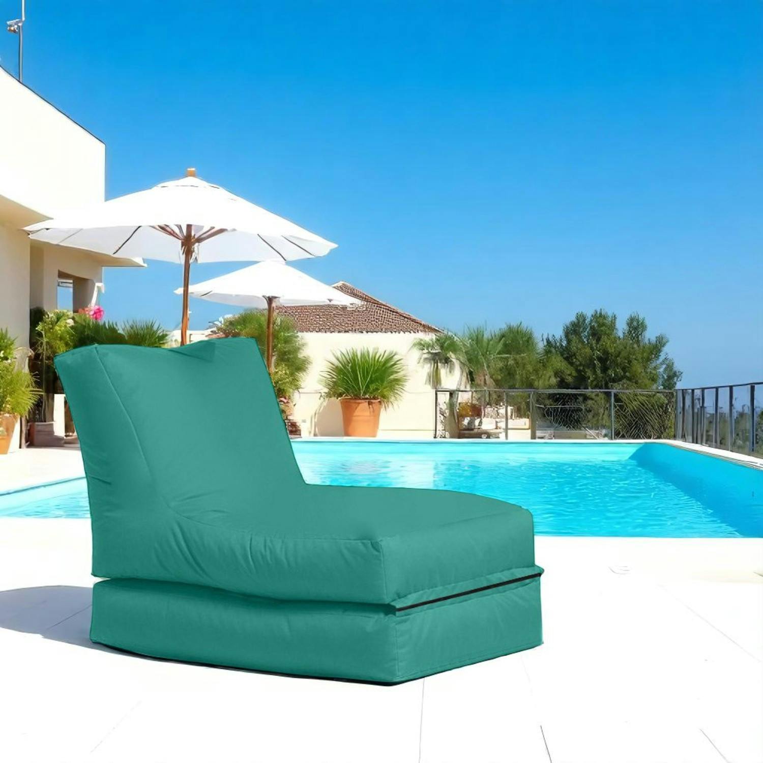 Pouf bain de soleil extérieur turquoise ARTA