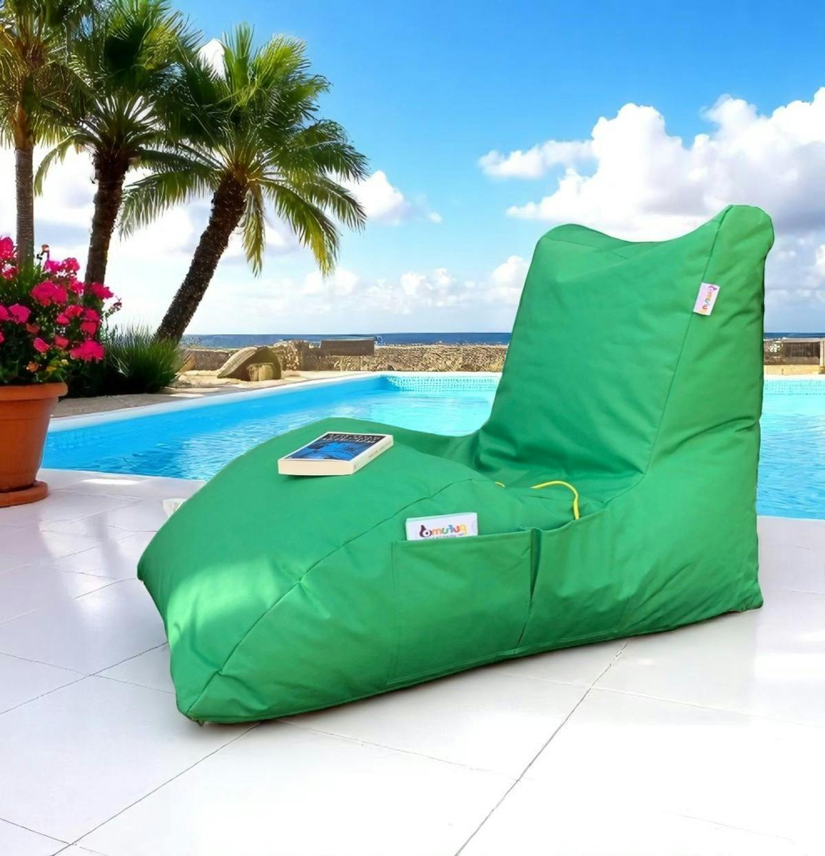 Pouf bain de soleil XXL imperméable – vert ARTA