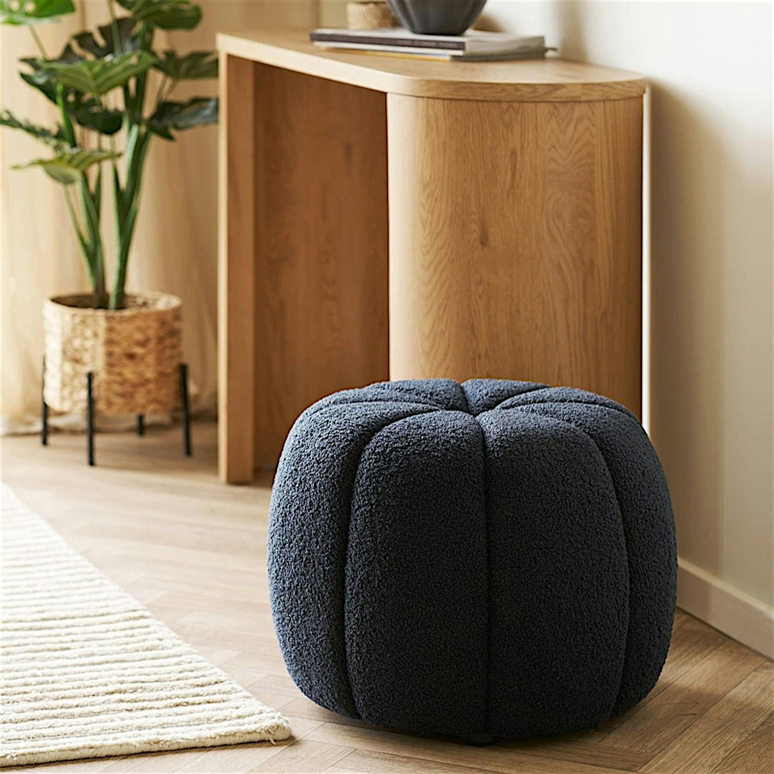 Pouf bouclette bleu foncé design citrouille BERLIN