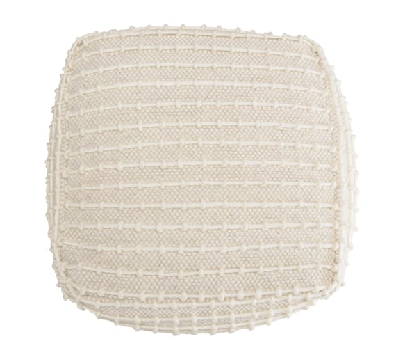 Pouf carré laine ivoire effet tricot TIM
