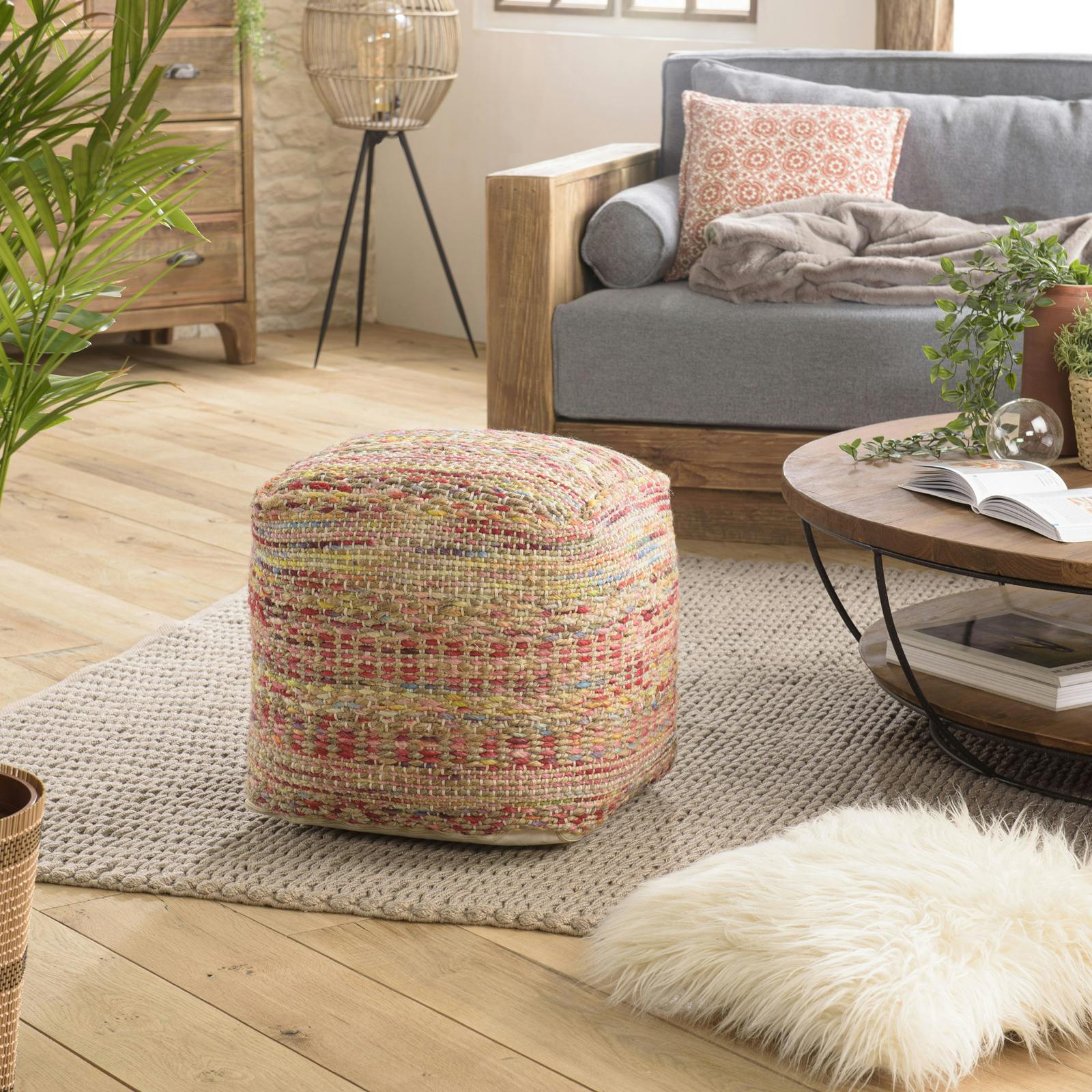 Pouf carré mix couleurs TIM