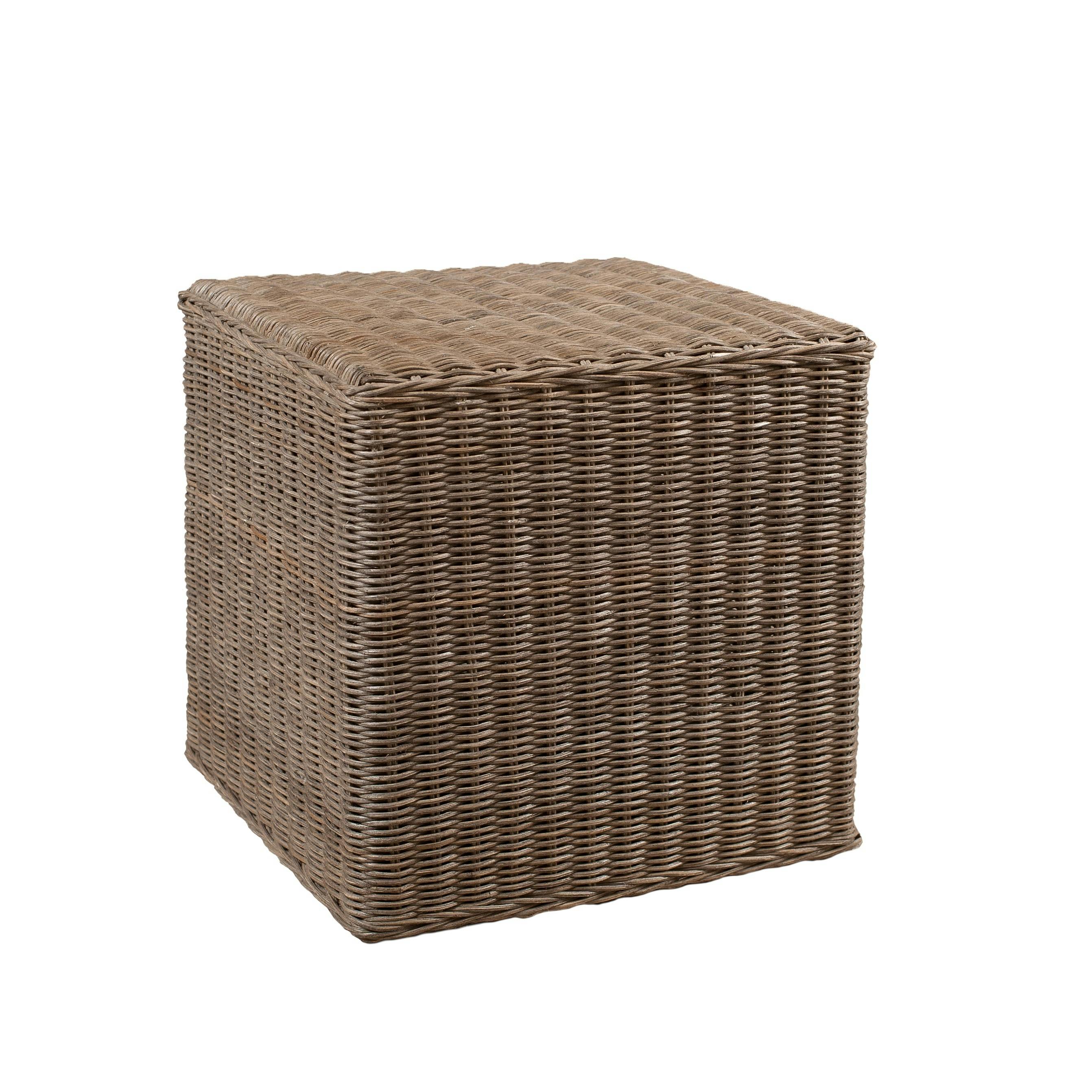Pouf carré Rotin exotique 38x38x39 LOLA