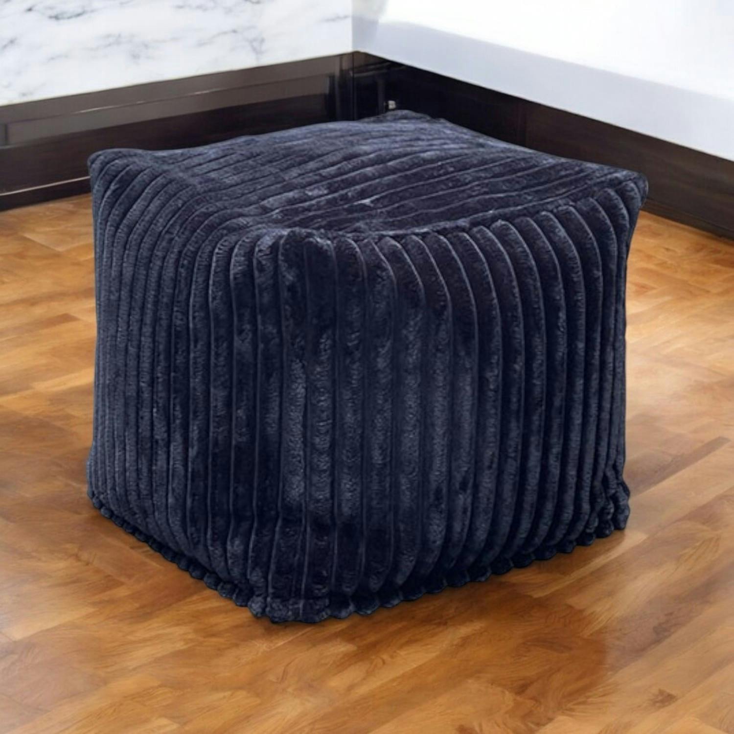 Pouf carré velours grosses côtes anthracite VISBY