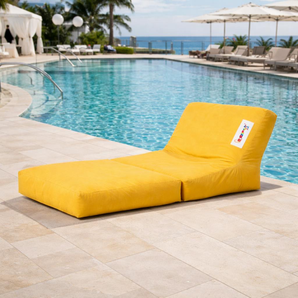 Pouf chaise longue extérieur jaune ARTA