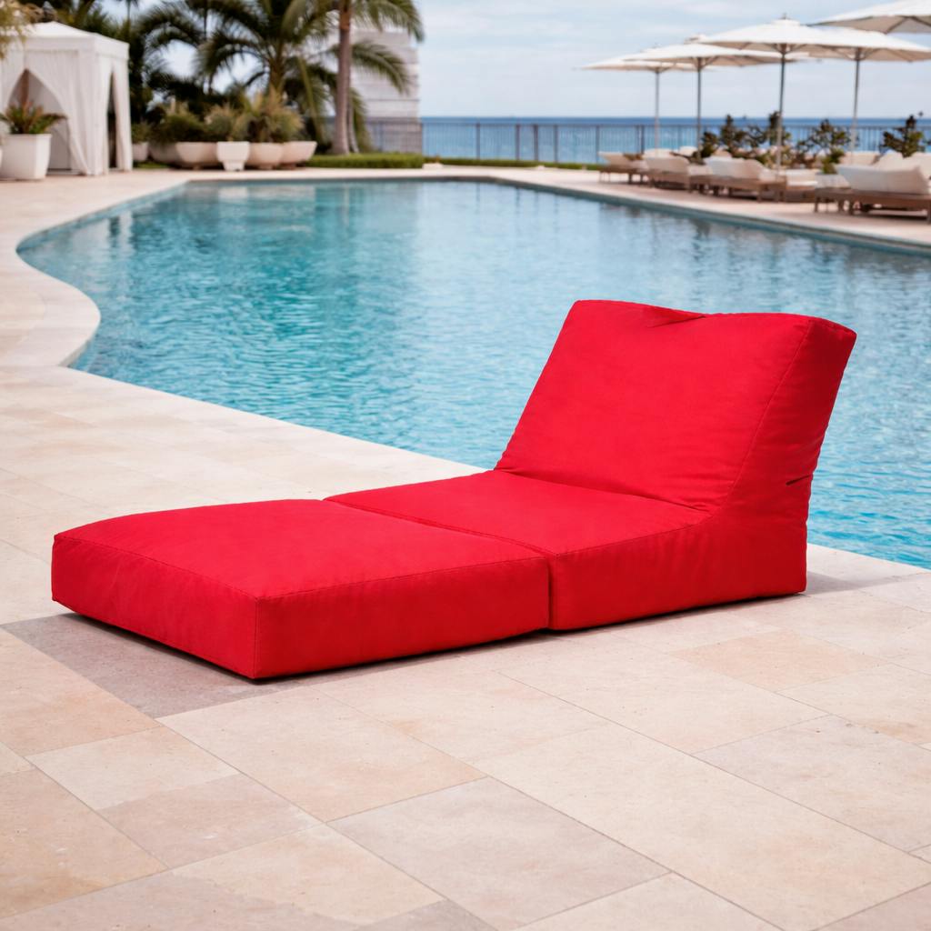 Pouf chaise longue extérieur rouge ARTA