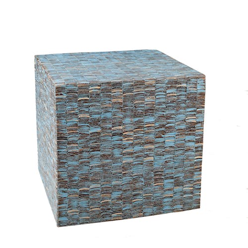Pouf COCO cube bleu ciel 42x42cm