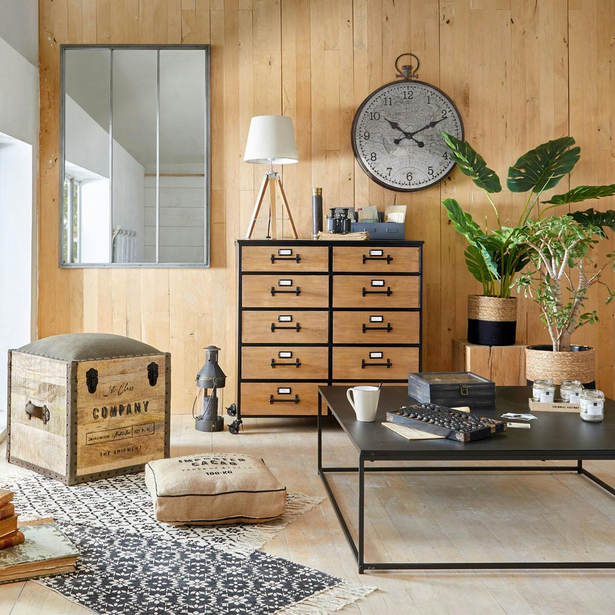 Pouf coffre colonial "Company"