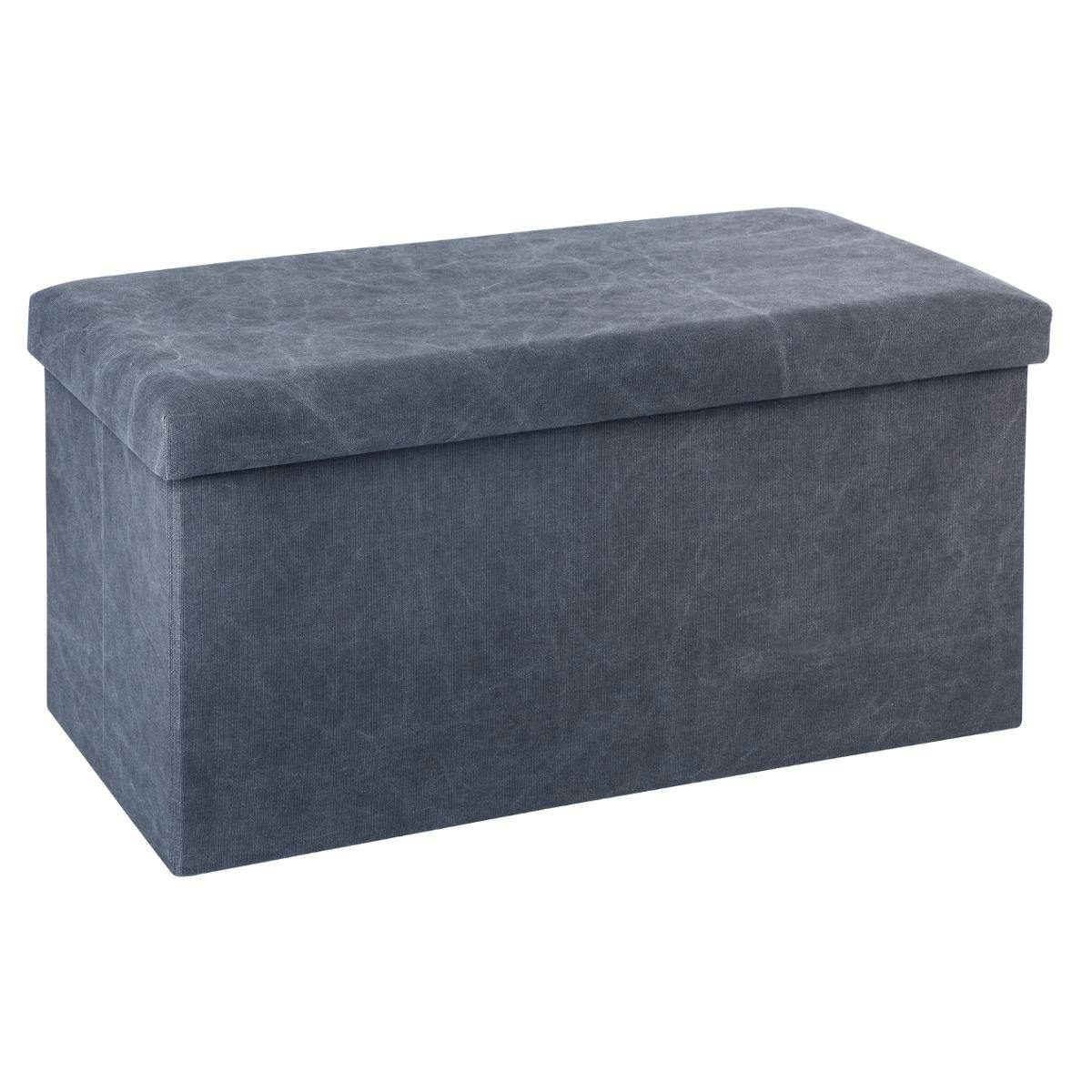 Pouf coffre de rangement pliable gris foncé