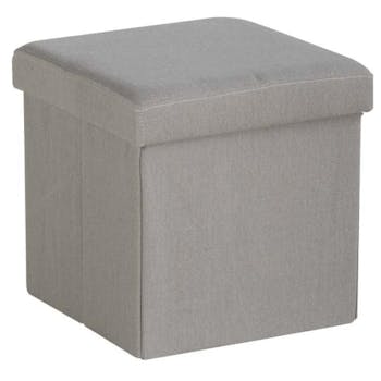 Pouf coffre de rangement pliant gris clair